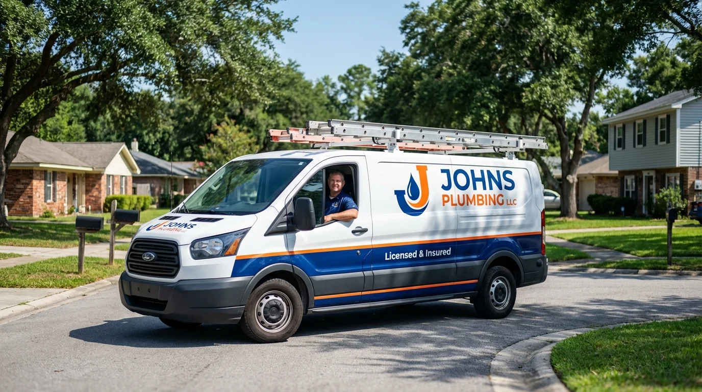 Johns Plumbing LLC service van in Pinckneyville, IL