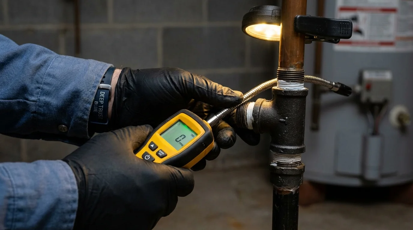 Gas leak detection with electronic sniffer by Johns Plumbing LLC in Pinckneyville