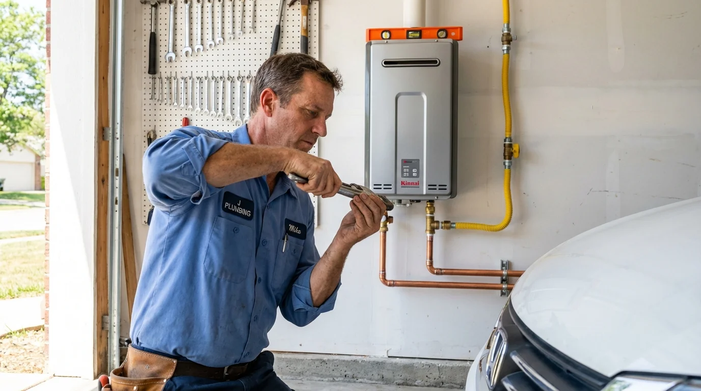 Tankless water heater installation by a Johns Plumbing LLC plumber in Pinckneyville